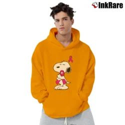 Men’s Support Breast Cancer Snoopy Pullover Hoodie in orange | Cozy, Durable, Modern Fit