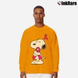 Men’s Support Breast Cancer Snoopy Long-Sleeve Shirt in orange | Sleek, Lightweight, Year-Round Wear