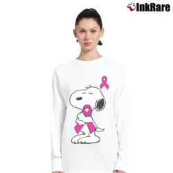 Women’s Support Breast Cancer Snoopy Long-Sleeve Top in white | Sleek, Versatile, All-Season