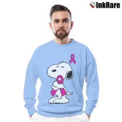 Men’s Support Breast Cancer Snoopy Crewneck Sweatshirt in light blue | Cozy Fabric, Clean Style