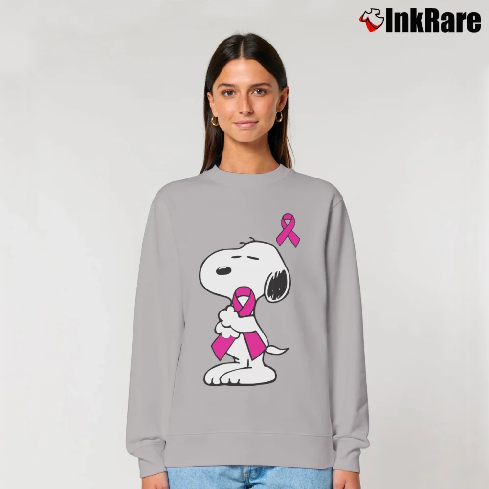 Women’s Support Breast Cancer Snoopy Relaxed Sweatshirt in sport grey | Soft, Laid-Back Vibe