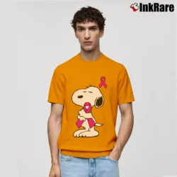 Men’s Support Breast Cancer Snoopy Classic T-Shirt in orange | Soft, Breathable Everyday Wear