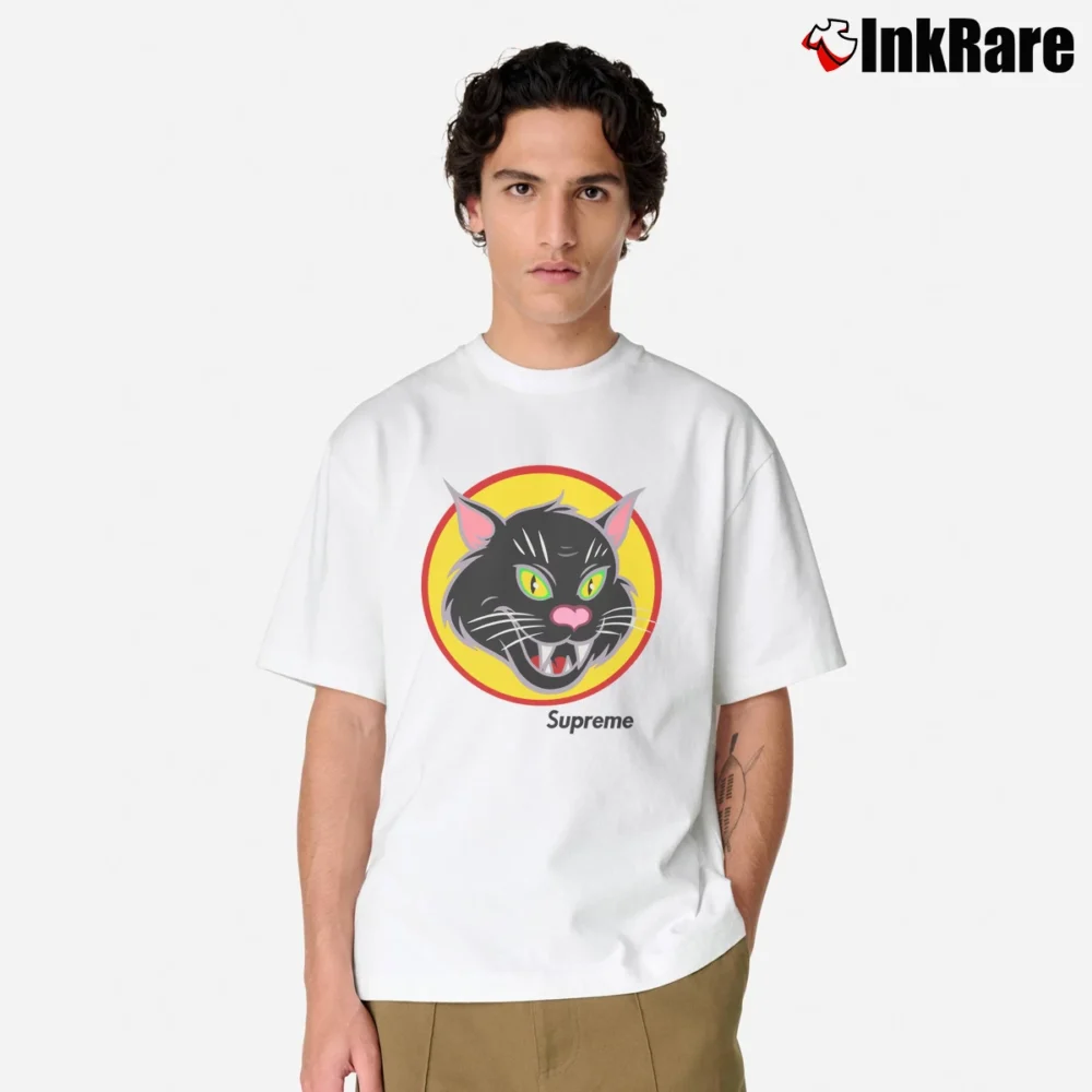 Men’s Supreme Black Cat Classic T-Shirt in white | Soft, Breathable Everyday Wear