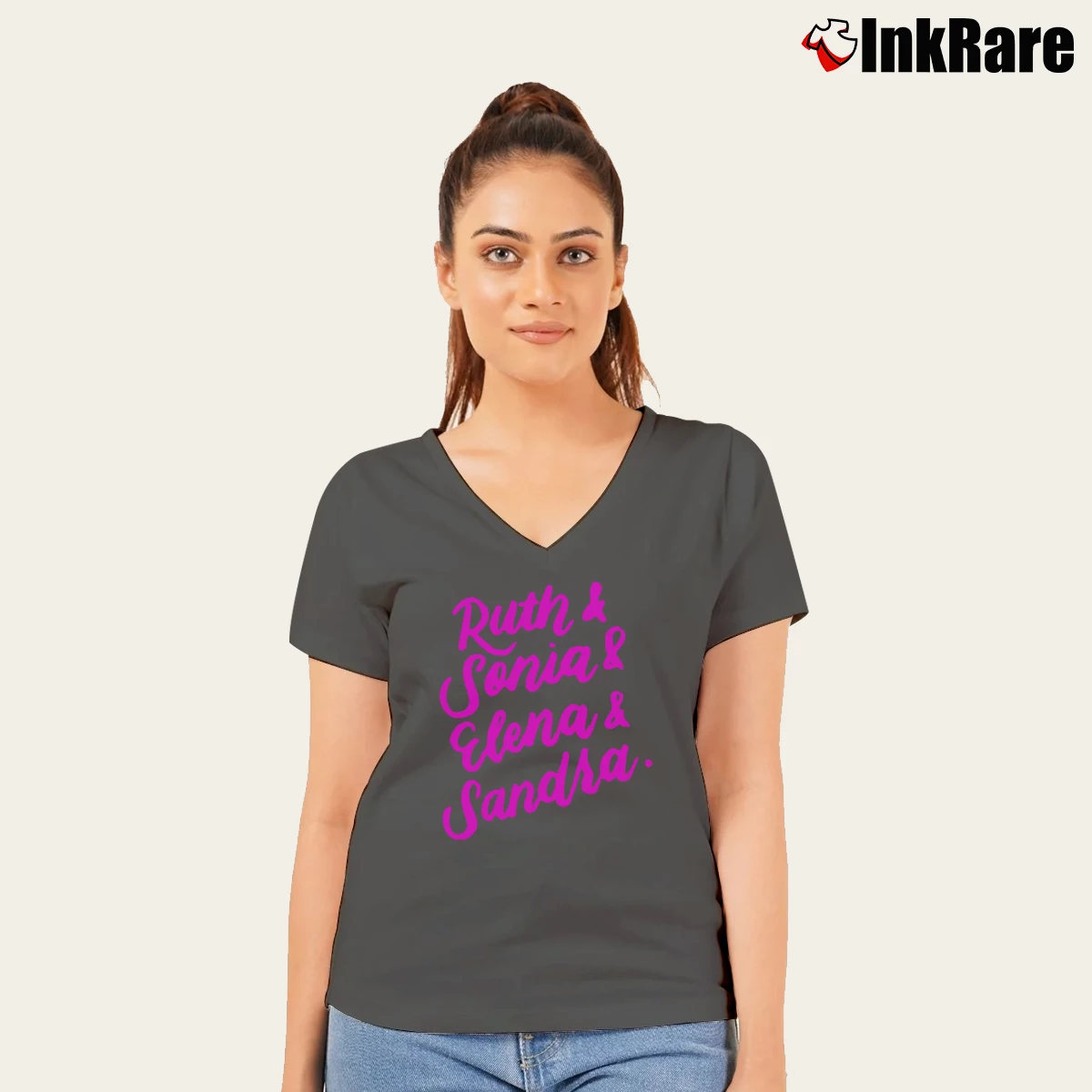 Women’s Supreme Court Justices Women Empowerment V-Neck Tee in charcoal | Chic Neckline, Soft Texture
