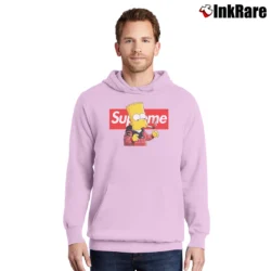 Men’s Supreme Smoking Bart The Simpsons Pullover Hoodie in light pink | Cozy, Durable, Modern Fit