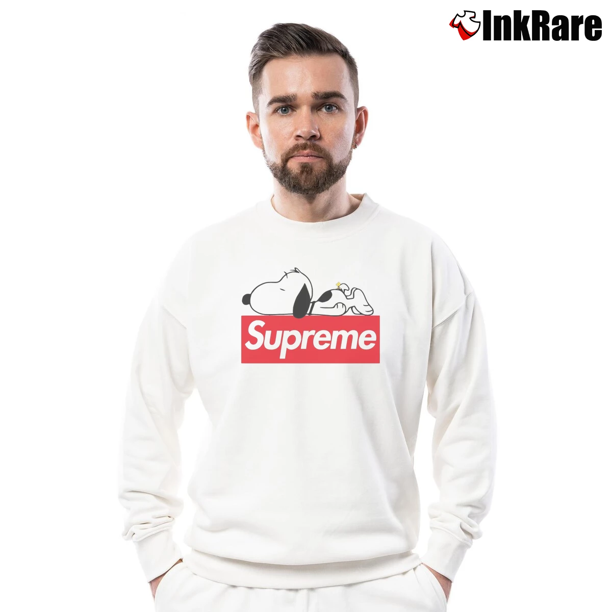 Supreme Snoopy And Woodstock Men’s Crewneck Sweatshirt in white – Soft & Durable Men’s Supreme Snoopy And Woodstock Crewneck Sweatshirt in white | Cozy Fabric, Clean Style