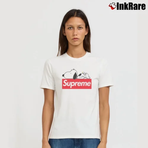 Supreme Snoopy And Woodstock Women’s Tee in white – Effortless Style Women’s Supreme Snoopy And Woodstock T-Shirt in white | Soft, Flattering Fit