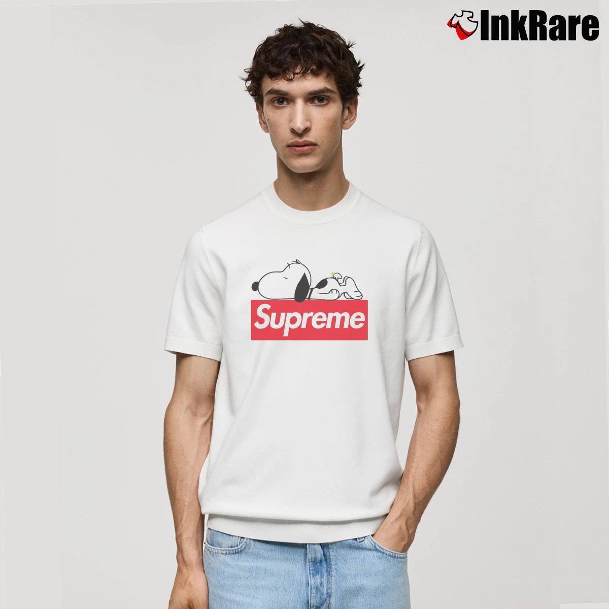 Supreme Snoopy And Woodstock Men’s Classic Tee in white – Premium Comfort Men’s Supreme Snoopy And Woodstock Classic T-Shirt in white | Soft, Breathable Everyday Wear