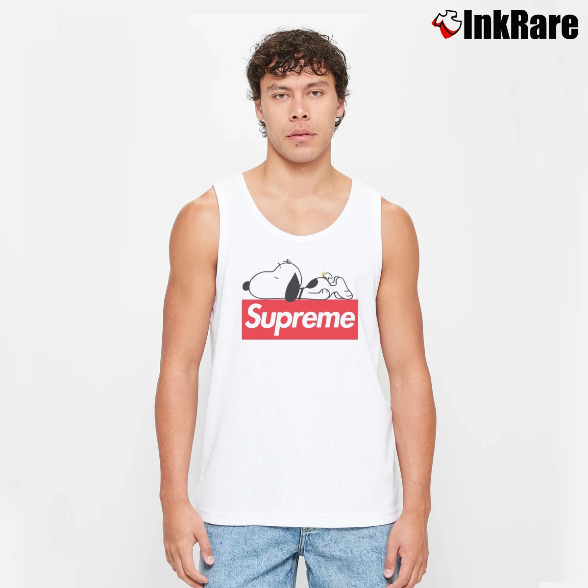 Supreme Snoopy And Woodstock Men’s Performance Tank in white – Lightweight Comfort Men’s Supreme Snoopy And Woodstock Tank Top in white | Breathable, Active-Friendly Design