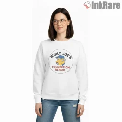 Surly Joes Foundation Repair Vintage Logo Cartoon Shirt on graphic shirt for women graphic tee