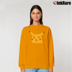 Women’s Surprised Pikachu Meme Fan Art Pokemon Relaxed Sweatshirt in orange | Soft, Laid-Back Vibe