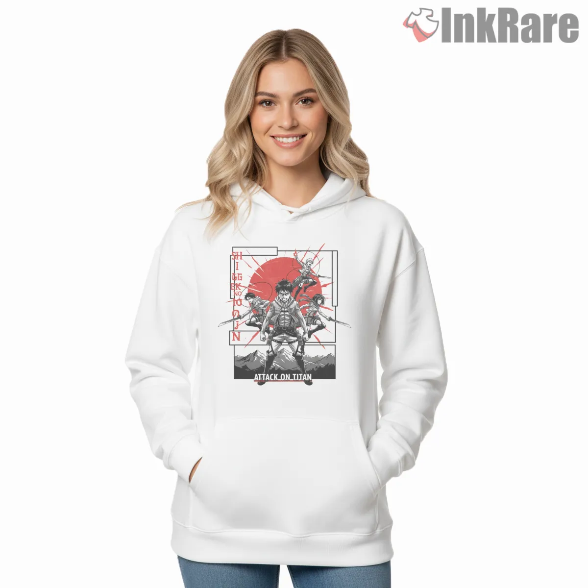 Survey Corps Squad Red Rising Attack On Titan Hoodie White Survey Corps Squad Red Rising Attack On Titan Shirt on white hoodie for women graphic tee