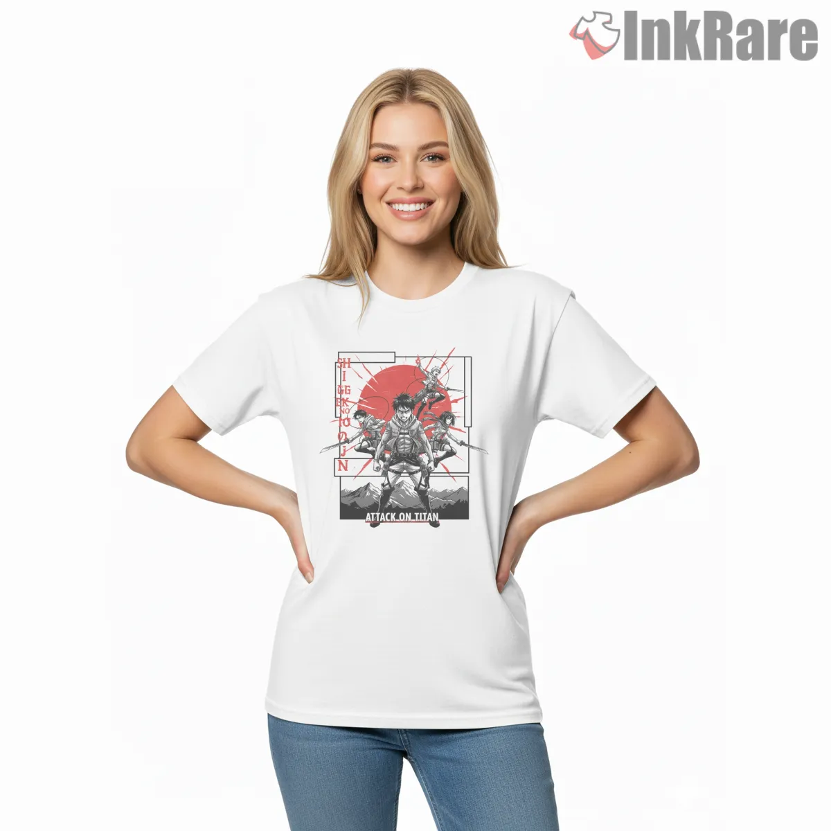Survey Corps Squad Red Rising Attack On Titan Short Sleeve White Survey Corps Squad Red Rising Attack On Titan Shirt on white short sleeve shirt for women graphic tee
