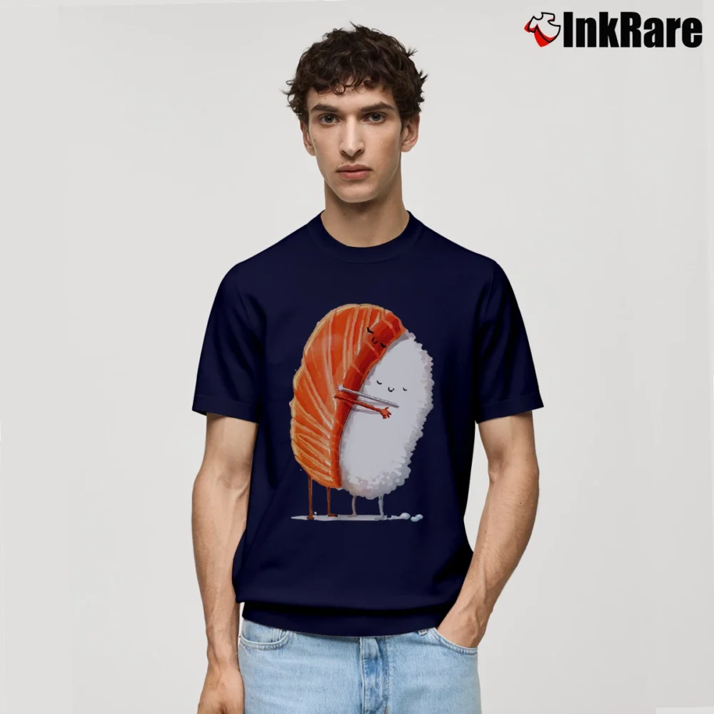Men’s Sushi Hug Adorable Graphic Classic T-Shirt in navy | Soft, Breathable Everyday Wear