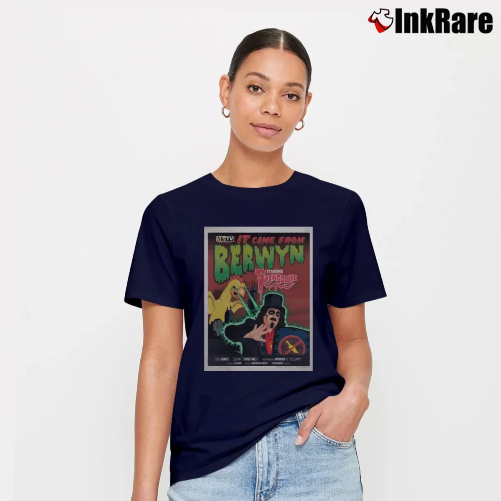 Women’s Svengoolie 40th Anniversary Berwyn Horror Signature T-Shirt in navy | Soft, Flattering Fit