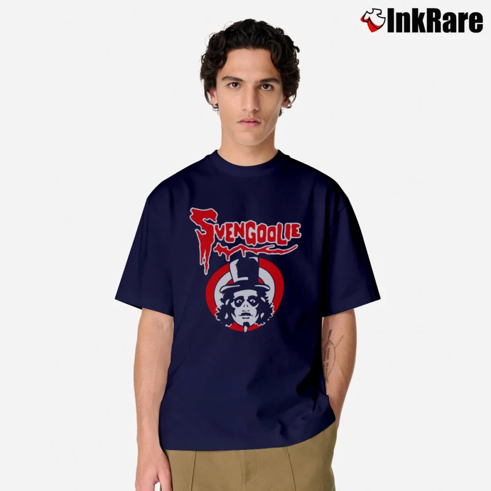 Men’s Svengoolie Unique Horror TV Fan Graphic Classic T-Shirt in navy | Soft, Breathable Everyday Wear