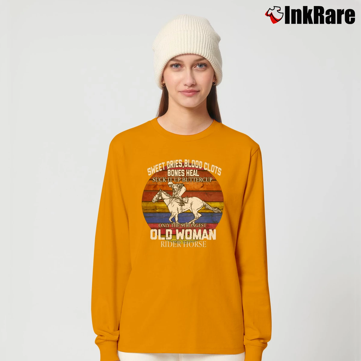 Women’s Sweat Dries Blood Clots Bones Heal Old Long-Sleeve Top in orange | Sleek, Versatile, All-Season