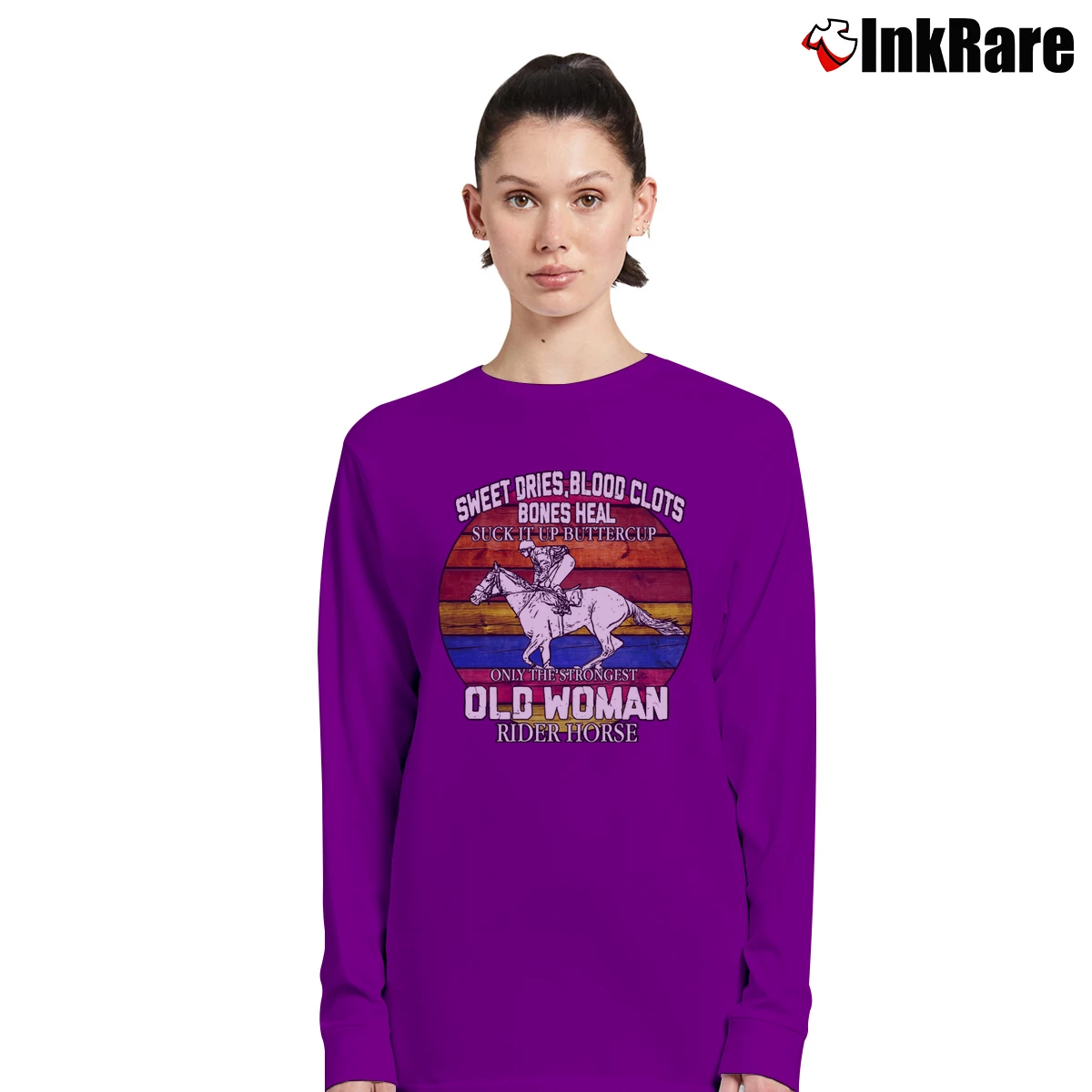 Women’s Sweat Dries Blood Clots Bones Heal Old Long-Sleeve Top in purple | Sleek, Versatile, All-Season