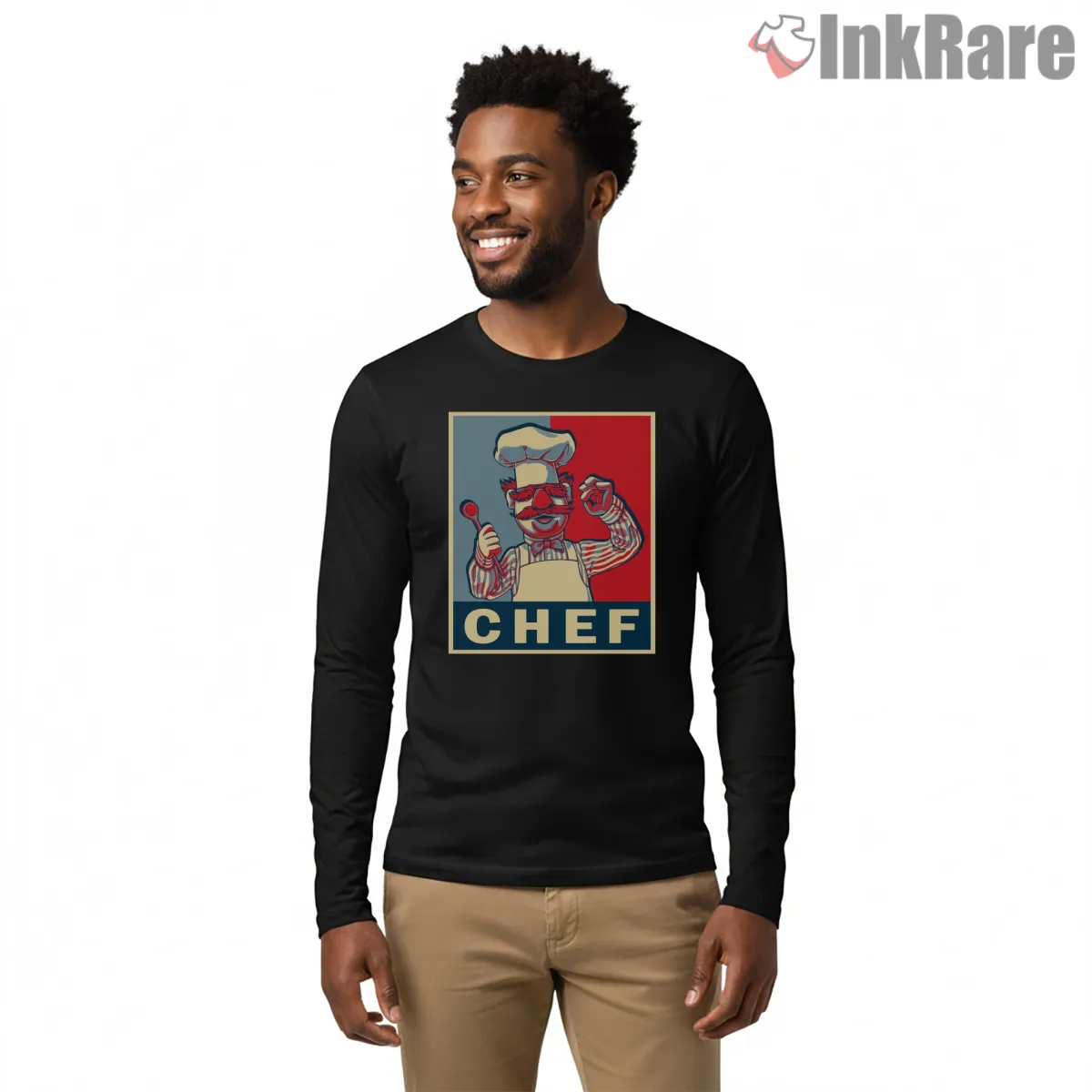Swedish Chef Kitchen Pop Art Cooking Cartoon Long Sleeve Black Swedish Chef Kitchen Pop Art Cooking Cartoon Shirt on black long sleeve shirt for men graphic tee