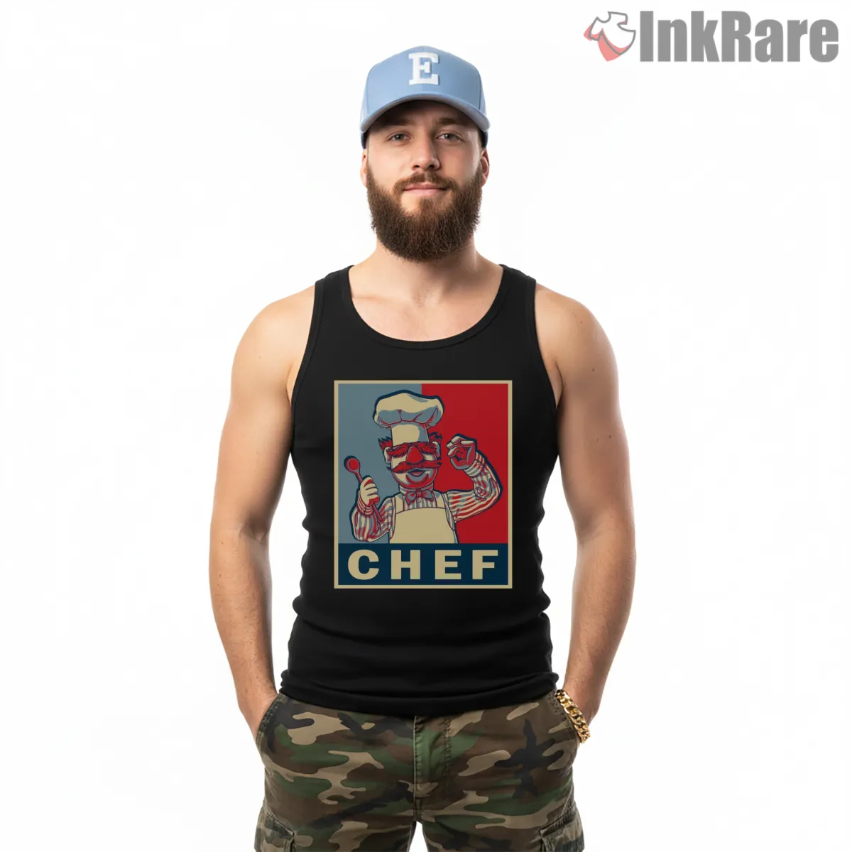 Swedish Chef Kitchen Pop Art Cooking Cartoon Tank Top Black Swedish Chef Kitchen Pop Art Cooking Cartoon Shirt on black tank top for men graphic tee