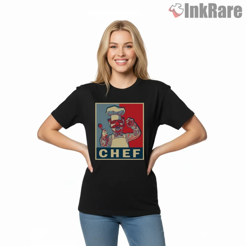 Swedish Chef Kitchen Pop Art Cooking Cartoon Shirt on black short sleeve shirt for women graphic tee