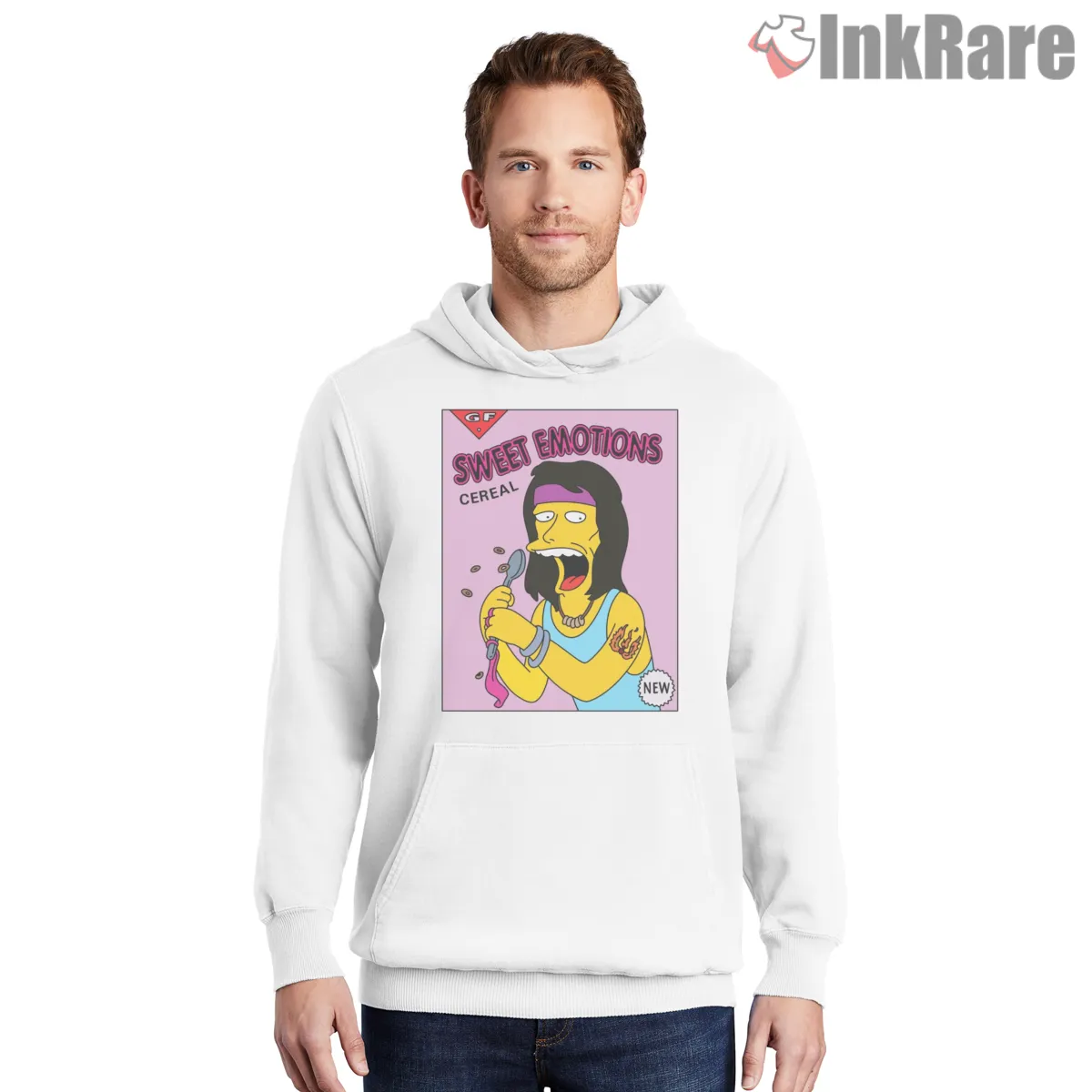 Sweet Emotions Cereal Simpsons Music Parody Shirt on white hoodie for men graphic tee
