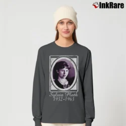 Women’s Sylvia Plath Literature Quote Long-Sleeve Top in charcoal | Sleek, Versatile, All-Season