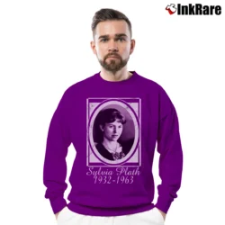 Men’s Sylvia Plath Literature Quote Crewneck Sweatshirt in purple | Cozy Fabric, Clean Style