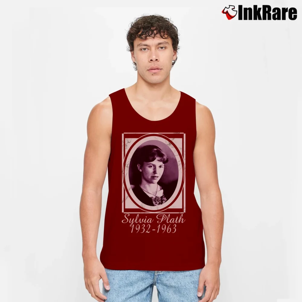 Men’s Sylvia Plath Literature Quote Tank Top in maroon | Breathable, Active-Friendly Design