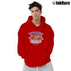 Men’s Syracuse Crunch Mascot 90s AHL Hockey Logo Pullover Hoodie in red | Cozy, Durable, Modern Fit