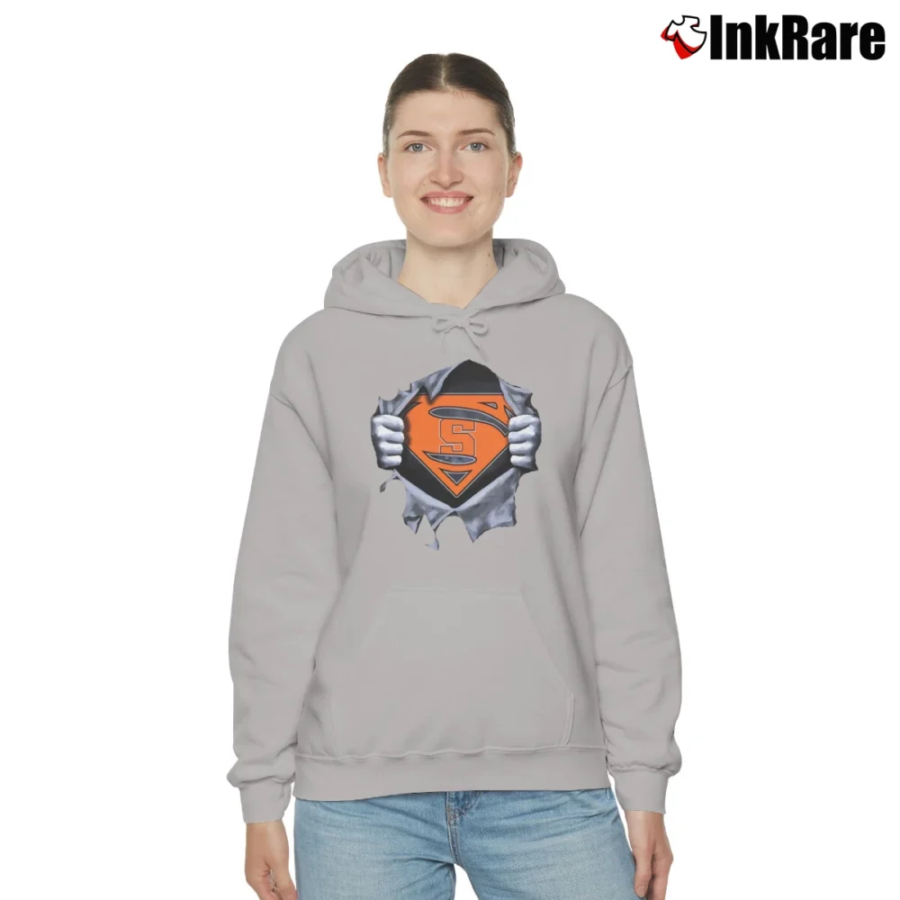 Women’s Syracuse Orange x Superman Superhero Fan Cozy Hoodie in sport grey | Warm, Structured, Stylish