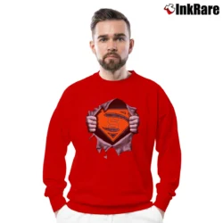 Men’s Syracuse Orange x Superman Superhero Fan Crewneck Sweatshirt in red | Cozy Fabric, Clean Style