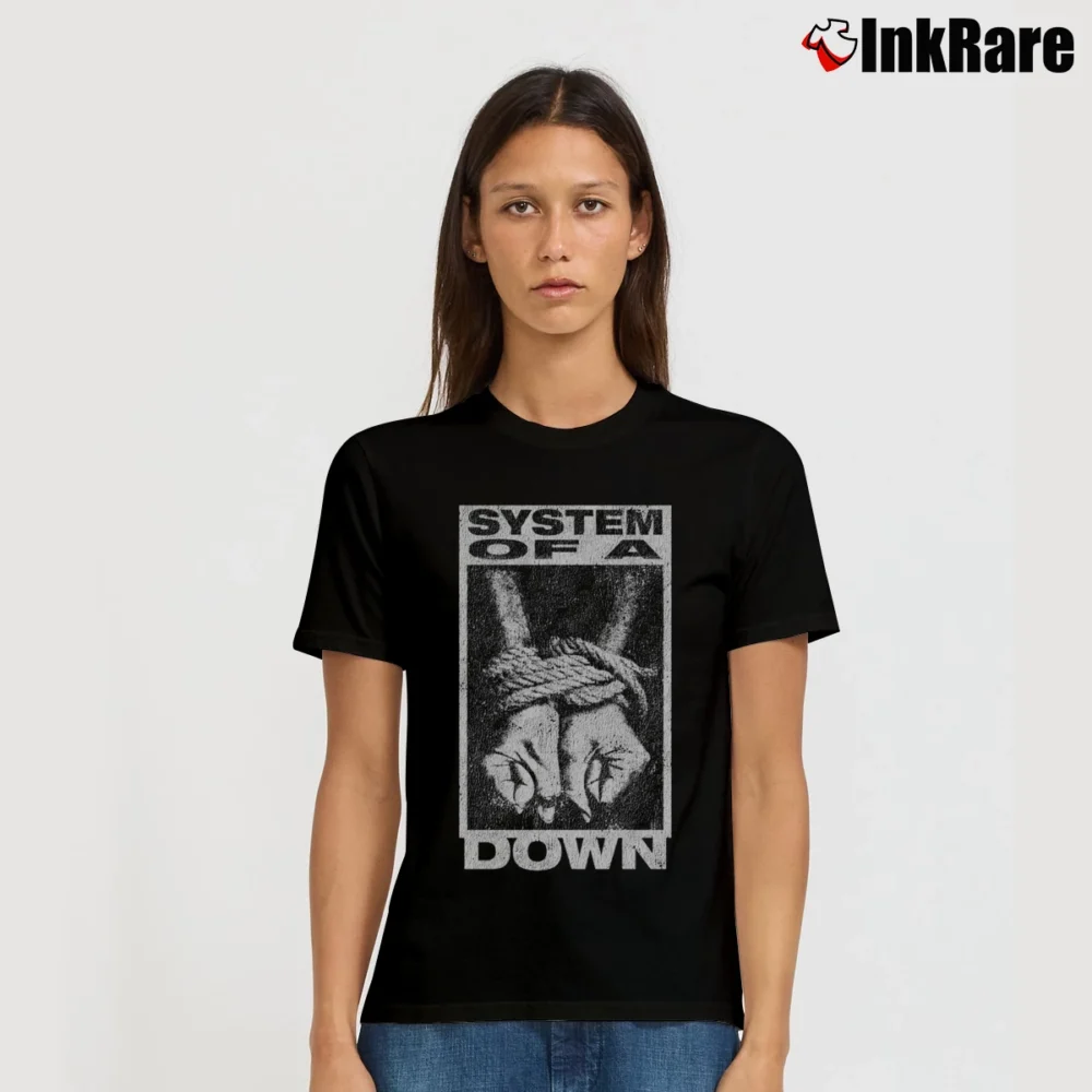 Women’s System Of A Down Tied Hands Signature T-Shirt in black | Soft, Flattering Fit