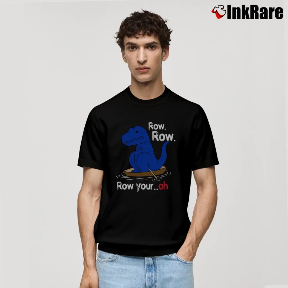 Men’s T Rex Row Row Your Boat Funny Gift Classic T-Shirt in black | Soft, Breathable Everyday Wear