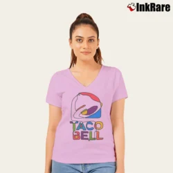 Women’s Taco Bell Fast Food Logo V-Neck Tee in light pink | Chic Neckline, Soft Texture