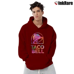 Men’s Taco Bell Neon Logo Graphic Pullover Hoodie in maroon | Cozy, Durable, Modern Fit