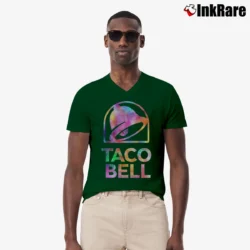 Men’s Taco Bell Neon Logo Graphic V-Neck Tee in forest green | Sharp, Breathable, Everyday Staple