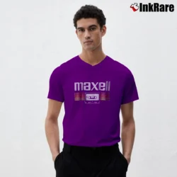 Men’s Tailgate Maxell Retro Graphic V-Neck Tee in purple | Sharp, Breathable, Everyday Staple