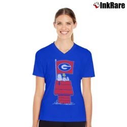 Women’s Tailgate X Peanuts Georgia Bulldogs V-Neck Tee in royal blue | Chic Neckline, Soft Texture
