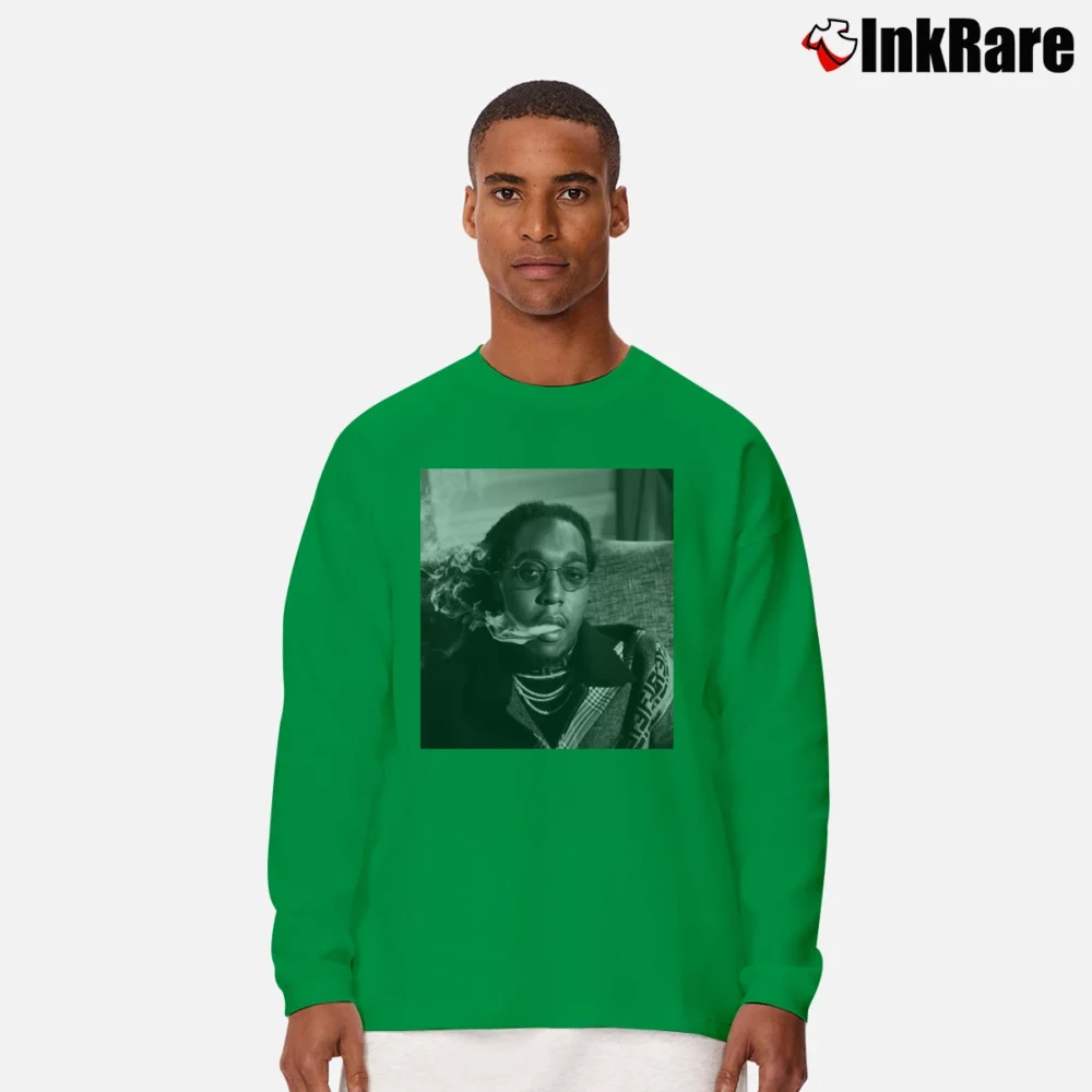 Men’s takeoff rapper tribute for Hip Hop and Migos Fans Long-Sleeve Shirt in irish green | Sleek, Lightweight, Year-Round Wear
