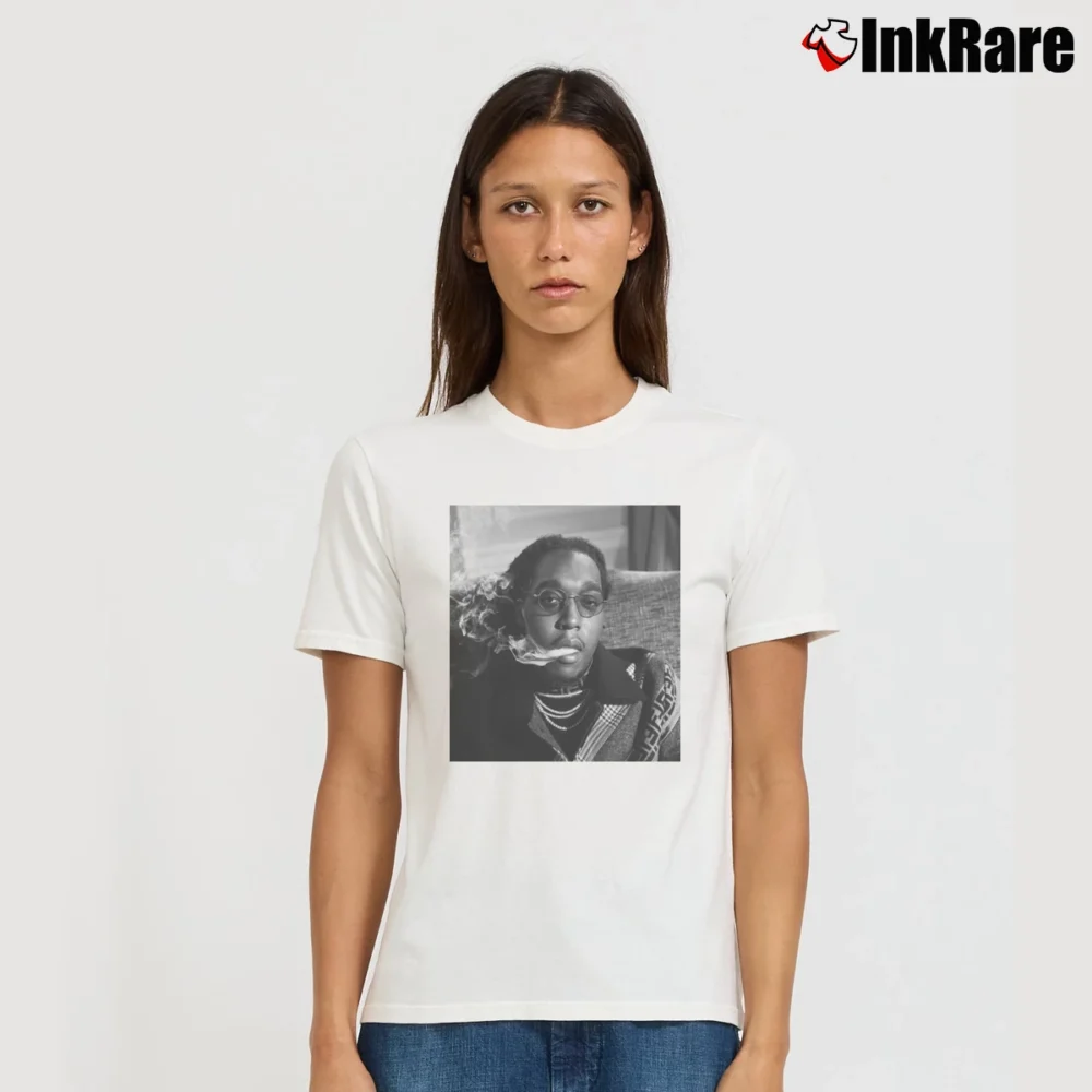 Women’s takeoff rapper tribute for Hip Hop and Migos Fans Signature T-Shirt in white | Soft, Flattering Fit