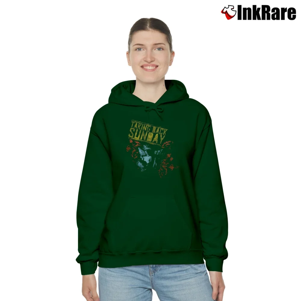 Women’s Taking Back Sunday Blind Rock Band Cozy Hoodie in forest green | Warm, Structured, Stylish
