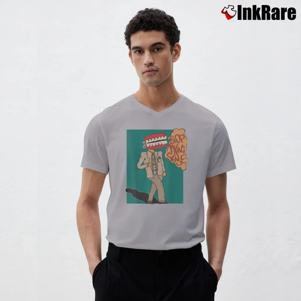 Men’s talking heads stops making senses new wave concert V-Neck Tee in sport grey | Sharp, Breathable, Everyday Staple