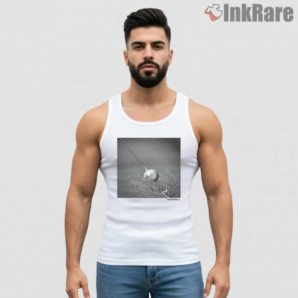 Tame Impala Currents Monochrome Wave Pattern Shirt on white tank top for men graphic tee