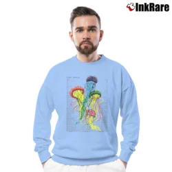 Men’s Tame Impala Jellyfish Crewneck Sweatshirt in light blue | Cozy Fabric, Clean Style