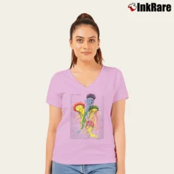 Women’s Tame Impala Jellyfish V-Neck Tee in light pink | Chic Neckline, Soft Texture