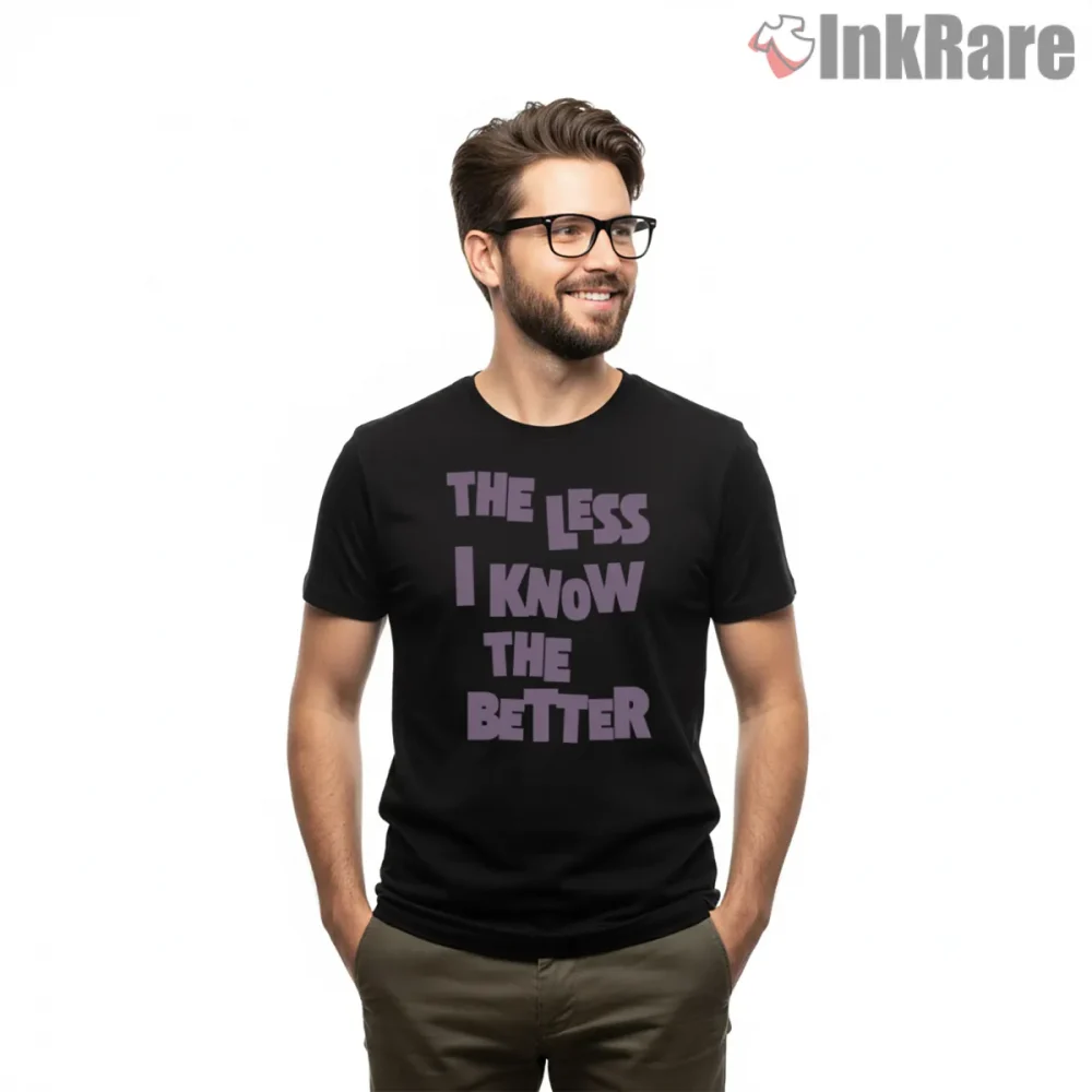 Tame Impala The Less I Know The Better Bold Text Shirt on black short sleeve shirt for men graphic tee