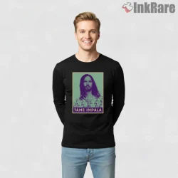 Tame Impala Vintage Portrait Minimal Pastel Frame Shirt on black long sleeve shirt for men graphic tee