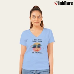 Women’s Tammy Faye Bakker At The Mall V-Neck Tee in light blue | Chic Neckline, Soft Texture