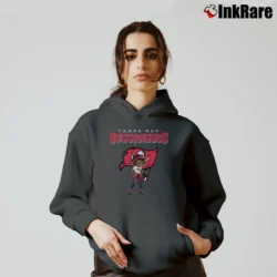 Women’s Tampa Bay Buccaneers Betty Boop Brown Skin NFL Cozy Hoodie in charcoal | Warm, Structured, Stylish